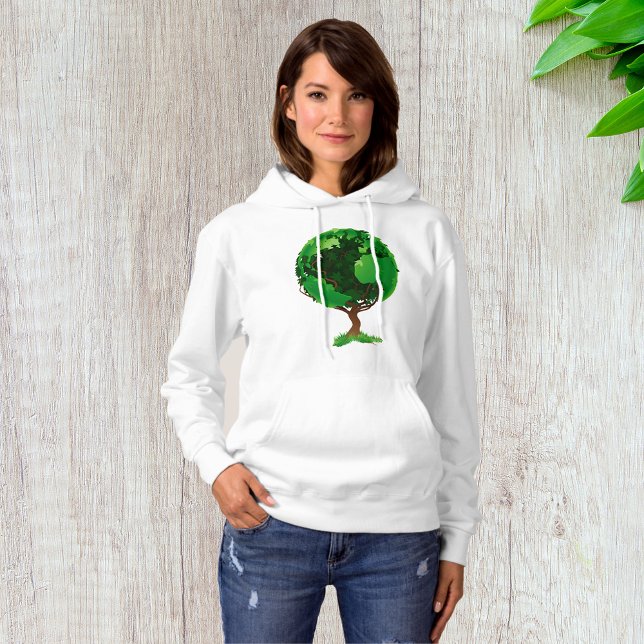Green Tree Globe Womens Hoodie (Von Creator hochgeladen)