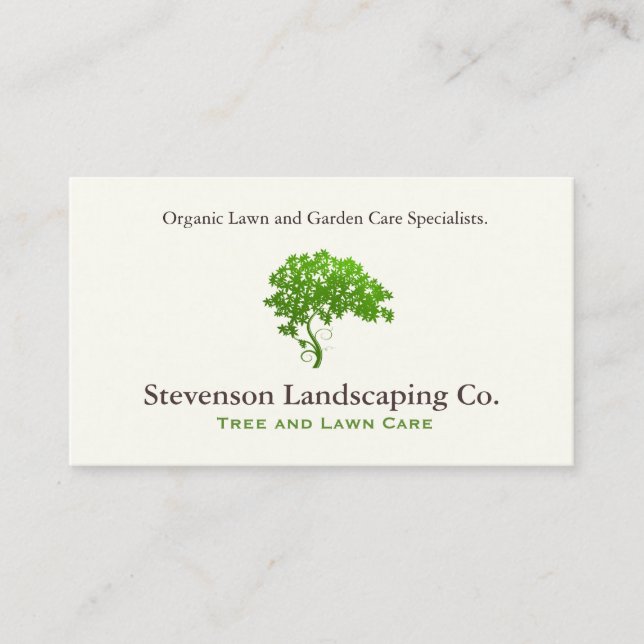 Green Tree Logo Lawn Care Landscape Designer Visitenkarte (Vorderseite)