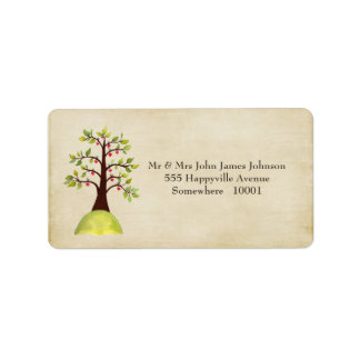 Green Tree Monogram Wedding Rücksendeadressen-Aufk Adressaufkleber