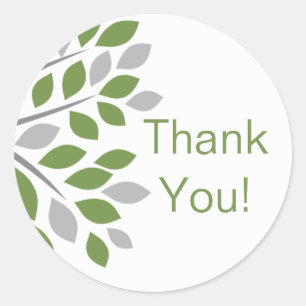 Green Tree Vielen Dank für Ihr Hochzeitsticker Runder Aufkleber
