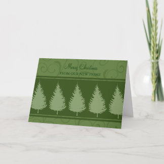 Green Trees New Address Christmas Card Feiertagskarte