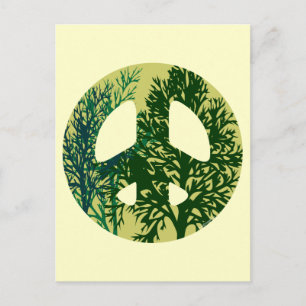 Green Trees Peace Sign Blank Art Card Postkarte