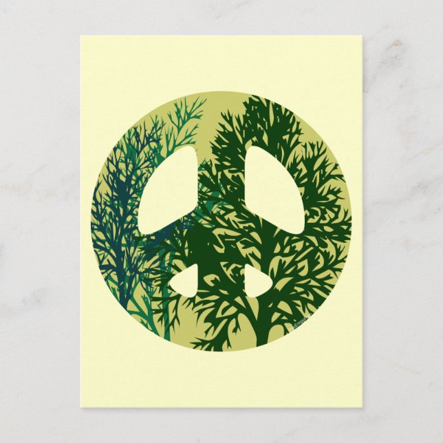 Green Trees Peace Sign Blank Art Card Postkarte (Vorderseite)