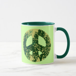 Green Trees Peace Sign Coffee Tasse