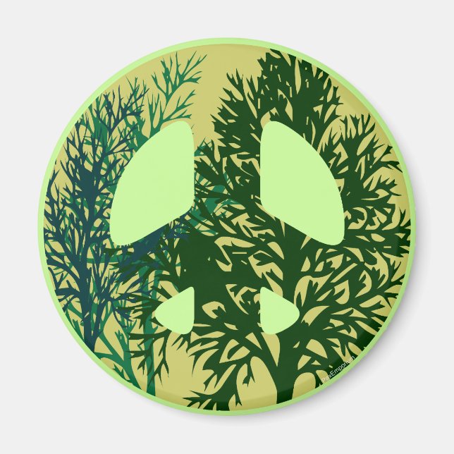 Green Trees Peace Sign Magnet (Vorne)