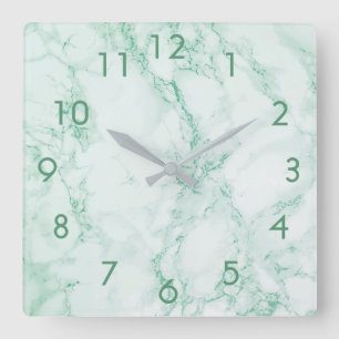 Green trendy marble quadratische wanduhr