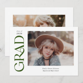 Green Trendy Serif Zwei Fotos Abschluss Ankündigung