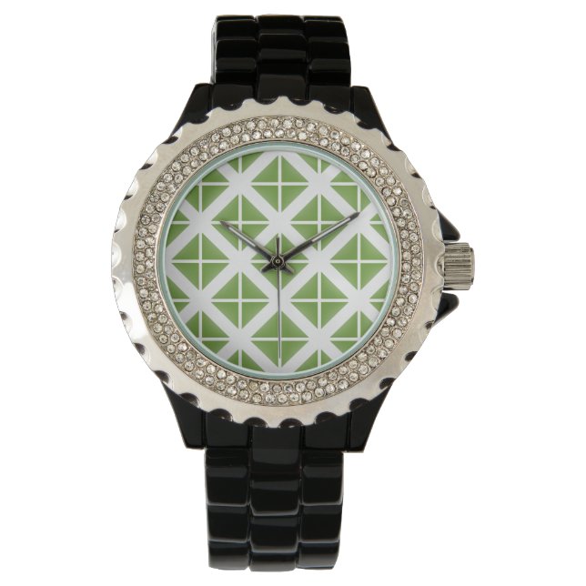Green Trendy Triangle Pattern Armbanduhr (Vorderseite)