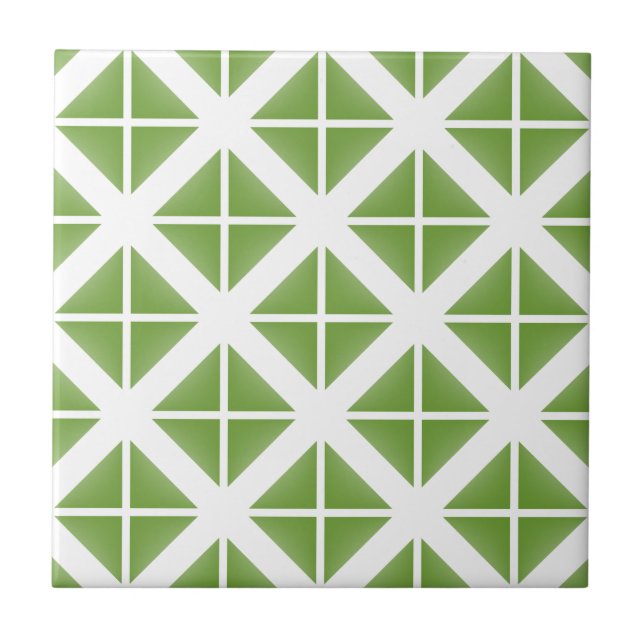 Green Trendy Triangle Pattern Fliese (Vorderseite)
