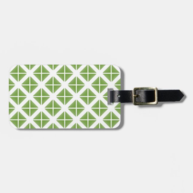Green Trendy Triangle Pattern Gepäckanhänger (Vorderseite horizontal)