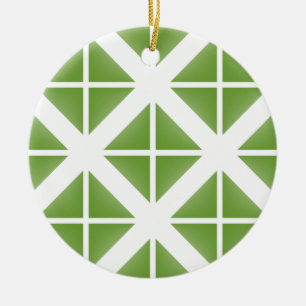 Green Trendy Triangle Pattern Keramik Ornament