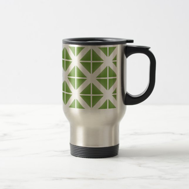 Green Trendy Triangle Pattern Reisebecher (Rechts)