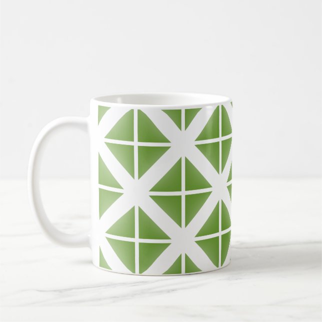 Green Trendy Triangle Pattern Tasse (Links)