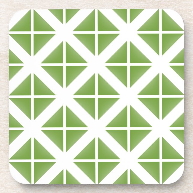 Green Trendy Triangle Pattern Untersetzer (Vorderseite)