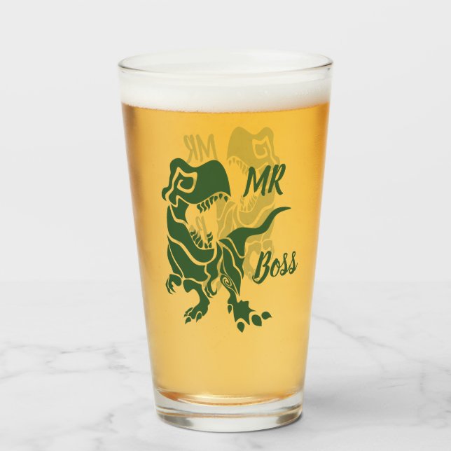 Green Trex the Boss Dino Glas (Vorne (Gefüllt))