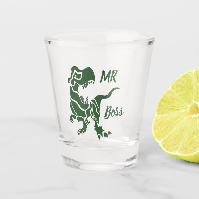 Green Trex the Boss Dino Schnapsglas (Vorderseite)