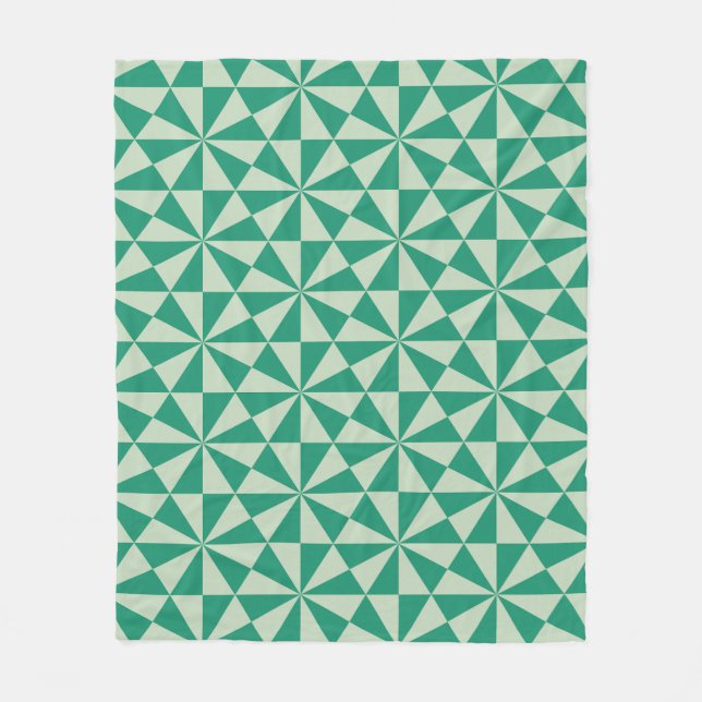 Green Triangle Square Art-Nouveau Modern Pattern Fleecedecke (Vorderseite)