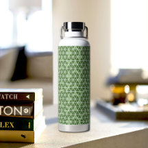 Green Triangles Pattern Water Bottle