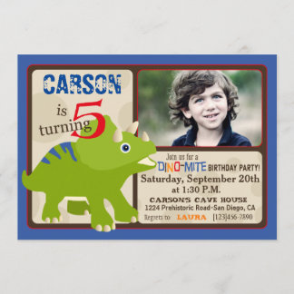 Green Triceratops Dinosaur 5. Geburtstag Einladung