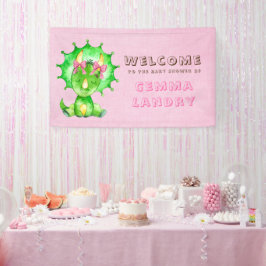 Green Triceratops Girl Baby Dusche Willkommen Banner