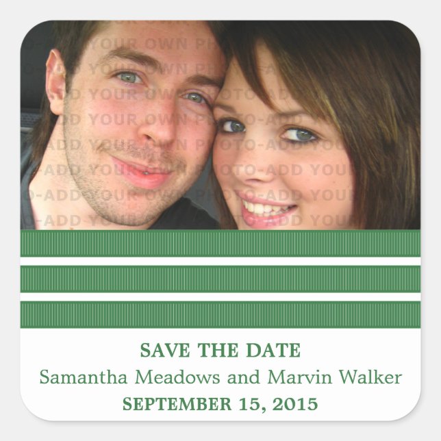 Green Triple Strips Save the Date Stickers (Vorderseite)