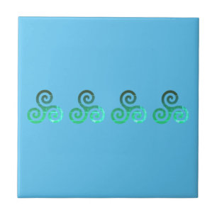 Green Triskele Ancient Celtic Symbol Sky Blue Fliese