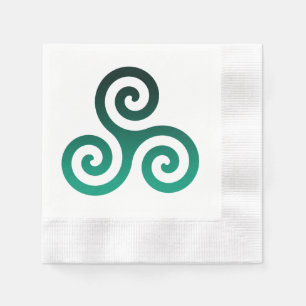 Green Triskele Antikes keltisches Symbol Weiß Serviette