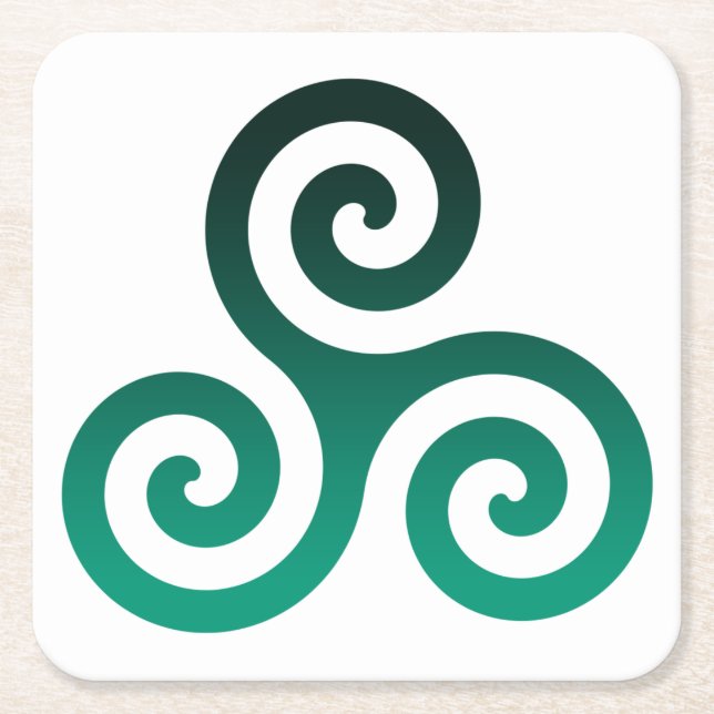 Green Triskele Rechteckiger Pappuntersetzer (Vorderseite)