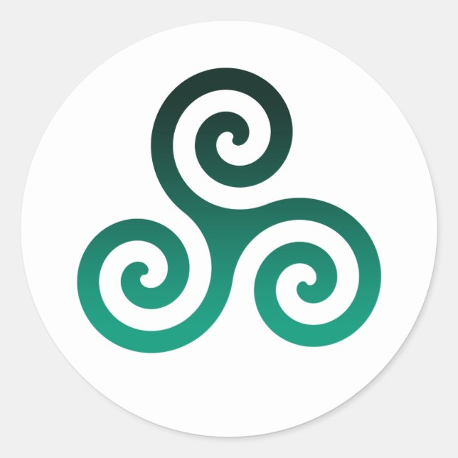 Green Triskele Runder Aufkleber (Vorderseite)