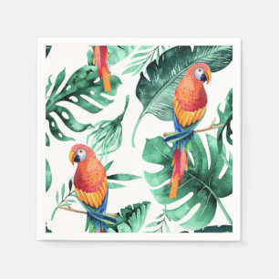 Green Tropical Blätter & Birds Summer Party Serviette