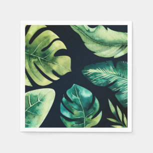 Green Tropical Blätter Black Elegantes Hochzeitsfe Serviette