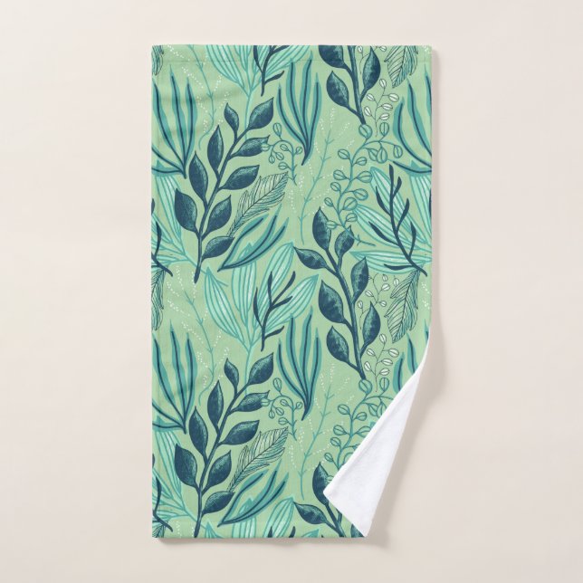 Green Tropical Blätter Karibik Foliage Print   Handtuch (Handtuch)