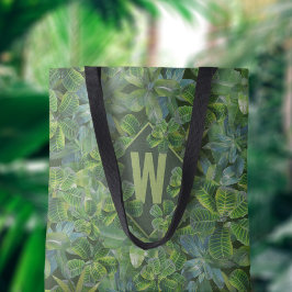 Green Tropical Blätter Muster Mit Monogramm Tote T