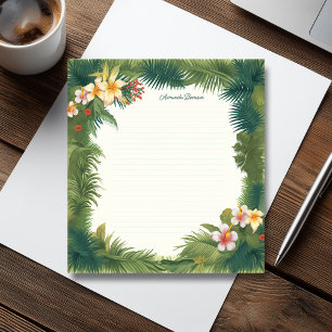 Green Tropical Blume & Blätter Illustration Notizblock