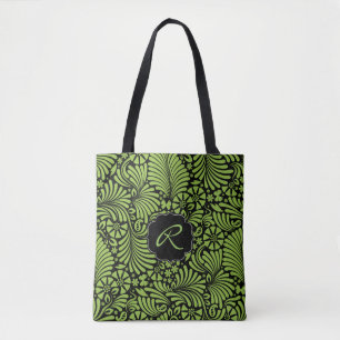 Green Tropical Damask Muster mit Monogramm