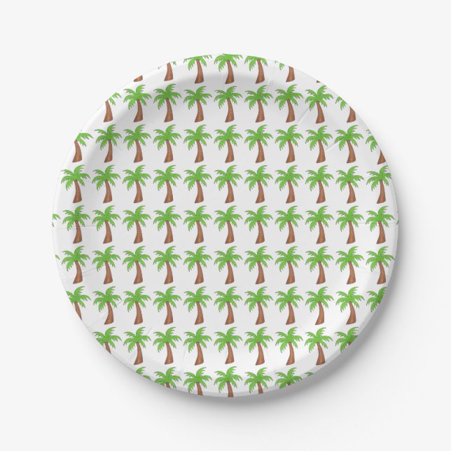 Green Tropical Island Beach Palm Tree Urlaub Pappteller (Vorderseite)
