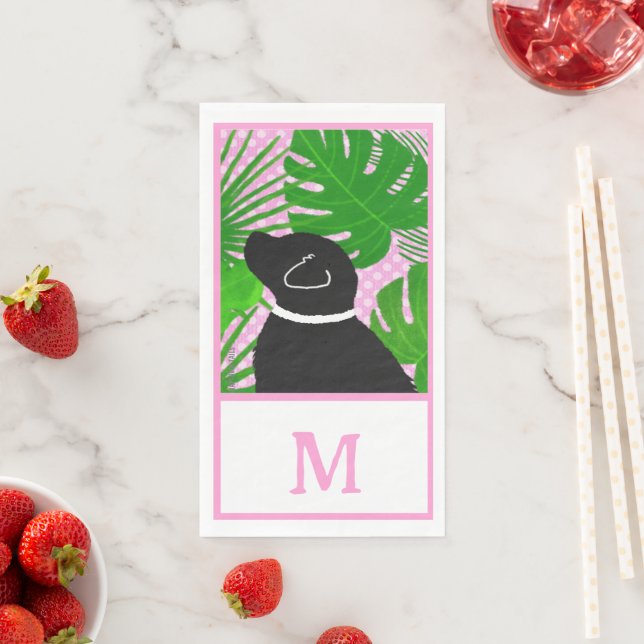 Green Tropical Island Black Dog Gästetücher Serviette (Beispiel)