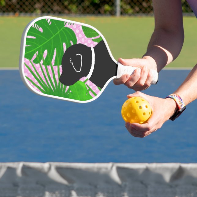 Green Tropical Island Black Dog Pickleball Paddel Schläger (InSitu)