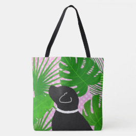 Green Tropical Island Black Dot Tote Bag