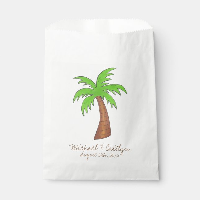 Green Tropical Island Palm Tree Beach Party Geschenktütchen (Vorderseite)