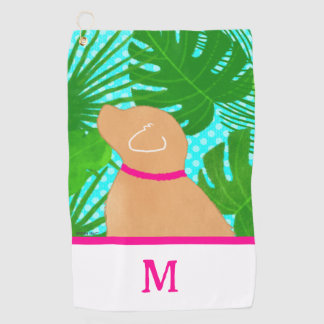 Green Tropical Island Yellow Dog Golf Handtuch