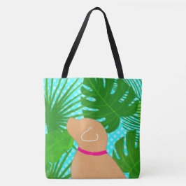 Green Tropical Island Yellow Dote Tote Bag