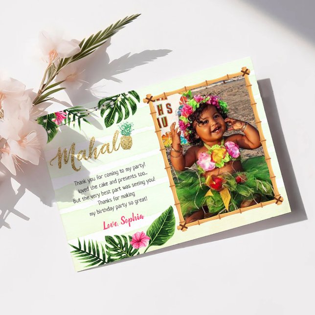 Green Tropical Mahalo Danke Karte (Von Creator hochgeladen)