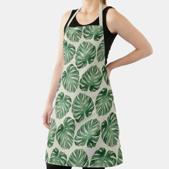 Green Tropical Monstera Blätter Muster Schürze (InSitu)