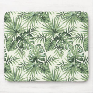 Green Tropical Palm Blätter Muster Mousepad