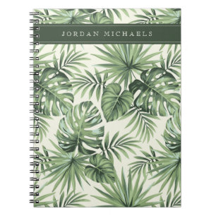 Green Tropical Palm Blätter Muster Notizblock