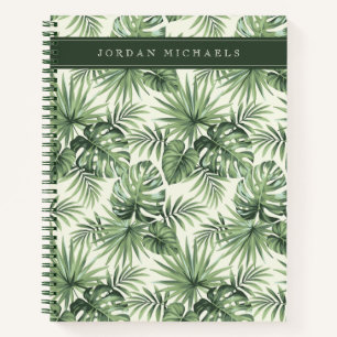 Green Tropical Palm Blätter Muster Notizbuch