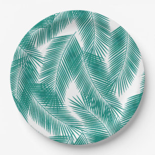 Green Tropical Palm Blätter Muster Pappteller