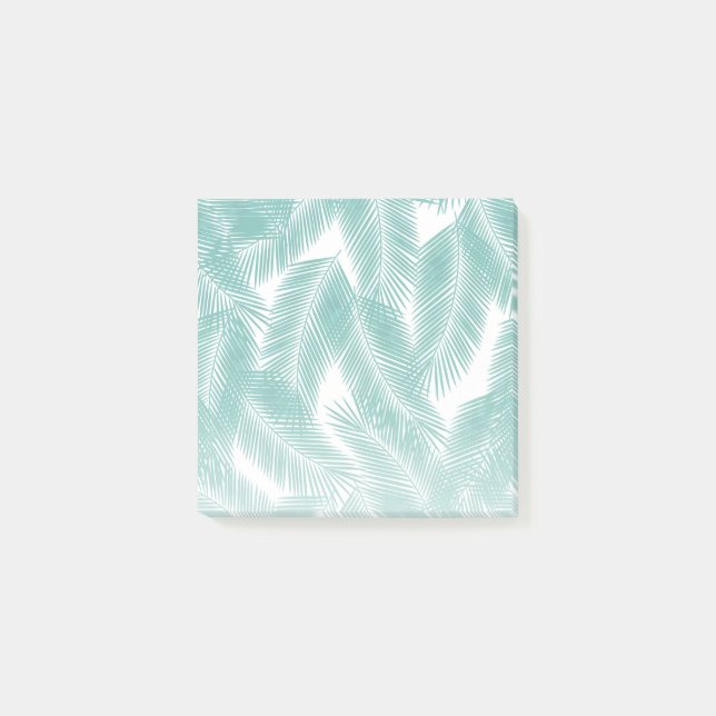 Green Tropical Palm Blätter Muster Post-it Klebezettel (Vorderseite)