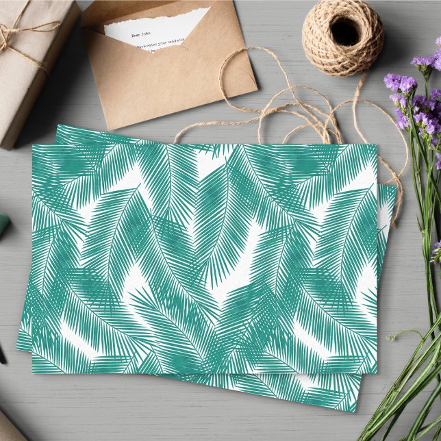 Green Tropical Palm Blätter Muster Seidenpapier (Green Tropical Palm Leaves Tissue Paper)
